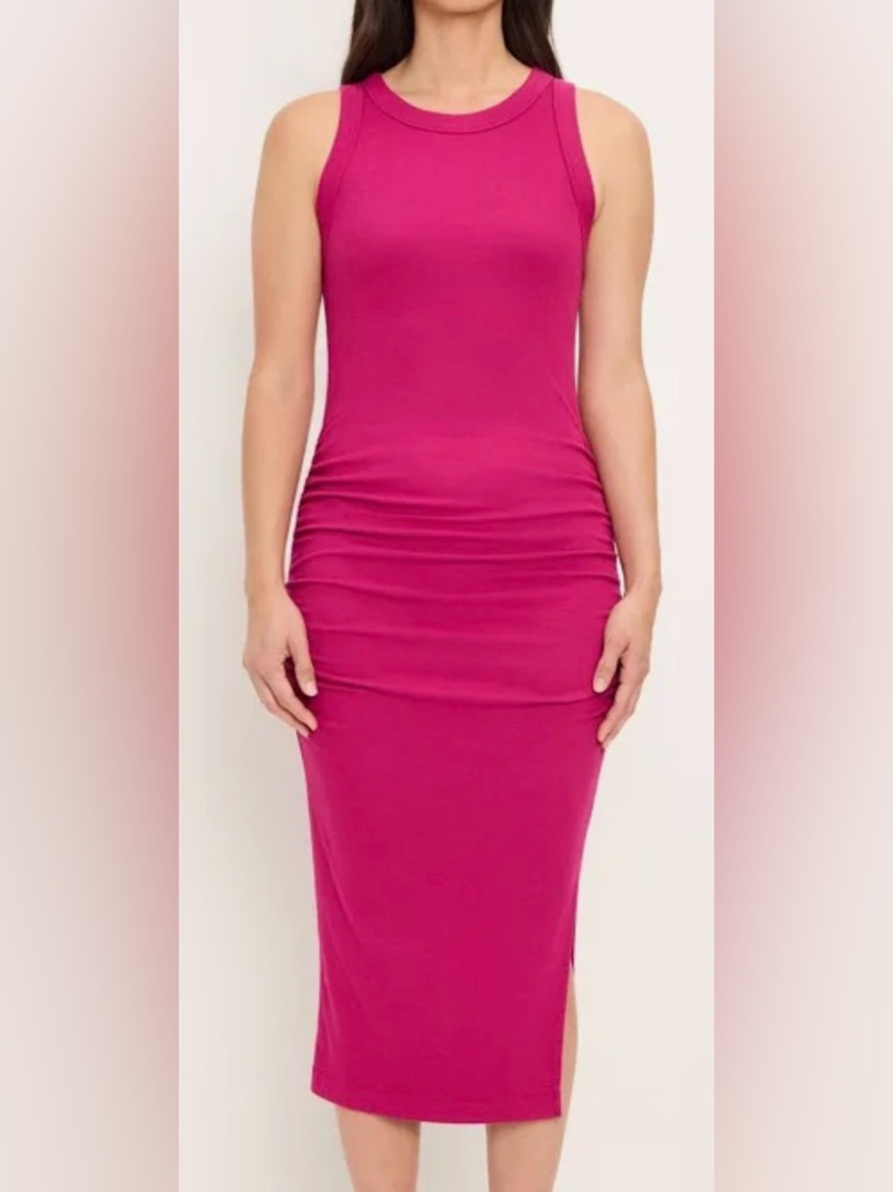Michael stars wren ribbed fitted Sleeveless Pink Bodycon Dress - medium